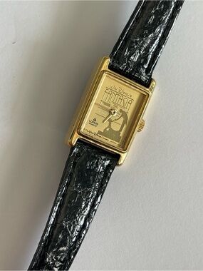Vintage Walt Disney Fantasia 50th Lorus Quartz Dainty Wrist Watch Gold/Black